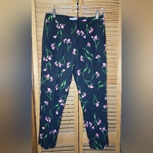 H&M Black Pants with Pink Floral Accents